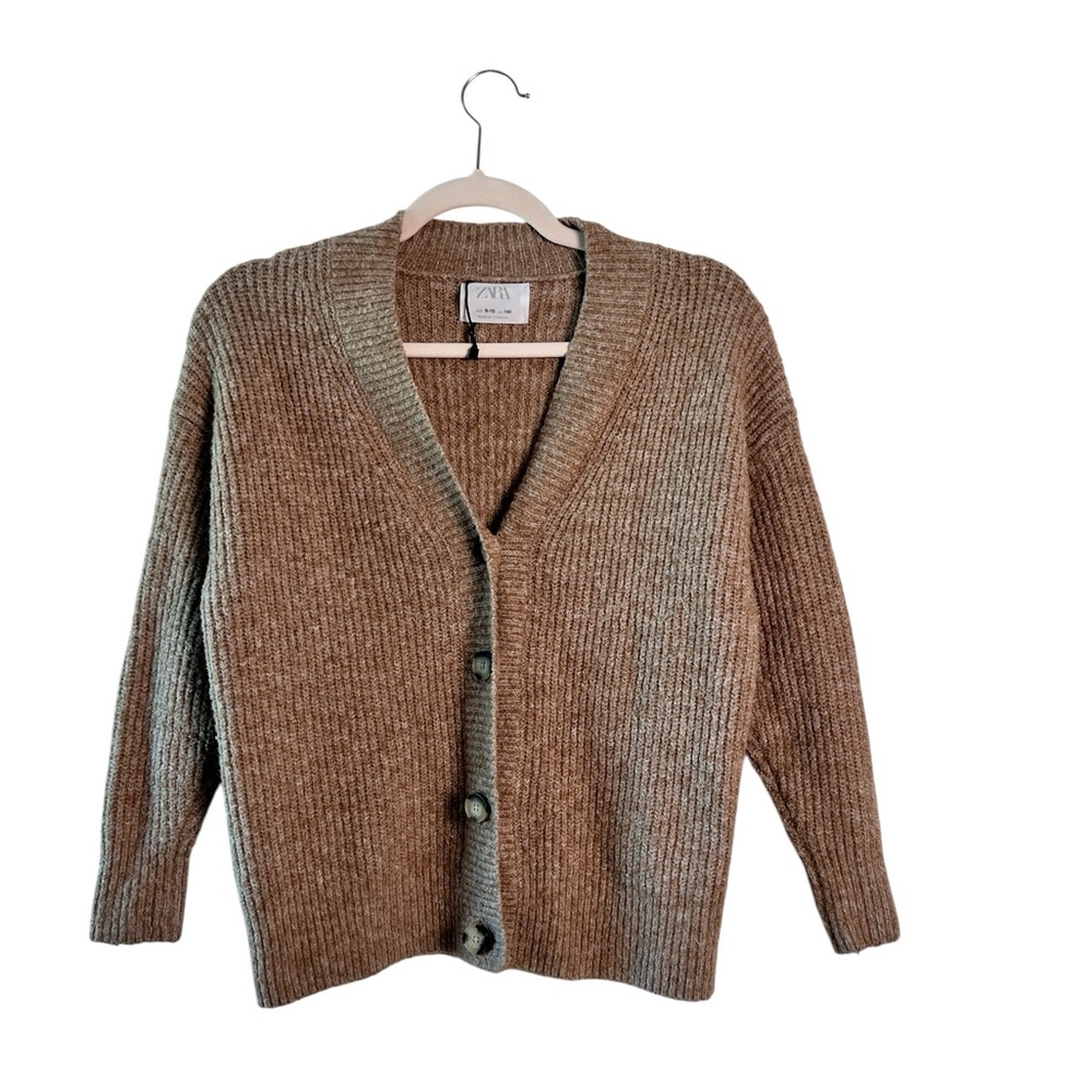 Zara Kids Brown Wool Blend Long Sleeves Cardigan Button Front 9-10 NWOT